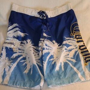 Corona Extra Palm Tree Swim Shorts Lined Men's Large Read